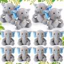 Jenaai 12 Pcs Mini Stuffed Animals Bulk 4 Inches Small Cute Soft Forest Plush Elephant Stuffed Animal Toys for Girls Boys Birthday Baby Shower Decoration Party Supplies(Grayish Blue,Elephant)