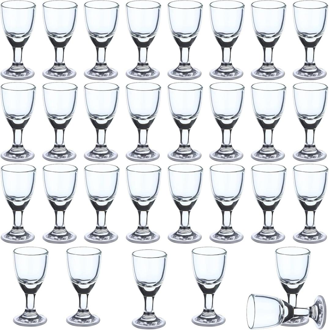 30 Pack Shot Glass Bulk Set with Stem 15 ml/0.5 oz Ounce Clear Shot Round Shot Glasses Small Glass Shot Cups for Vodka, Whiskey, Tequila, Espresso, Liquor