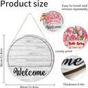 13PCS Interchangeable Seasonal Welcome Sign for Front Door, 12 Inch Rustic Round Wood Door Decorations Hanging Outdoor, Farmhouse Home Wall Porch Signs for Spring Summer Fall Christmas All Seasons