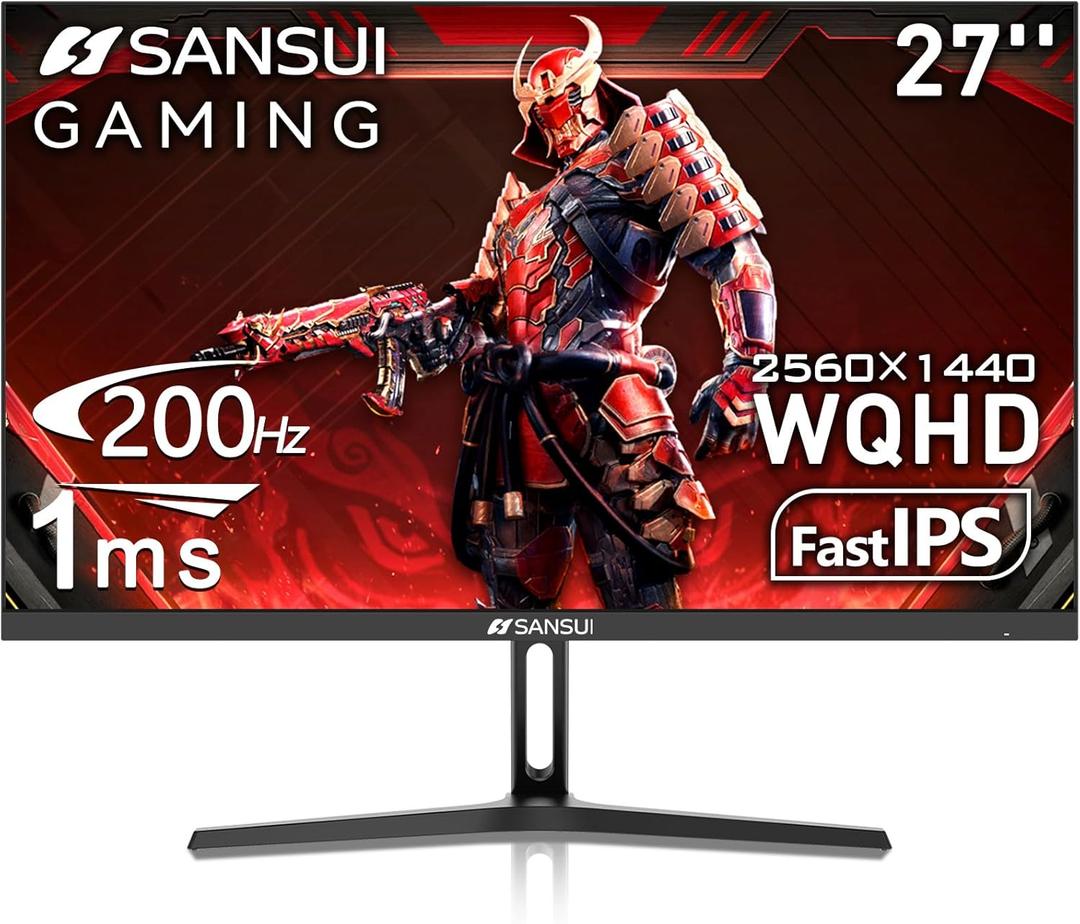27 Inch WQHD 2560 x 1440 IPS Gaming Monitor, 200Hz 180Hz 1ms Computer Monitor, DP 1.2 x2 | HDMI 2.0 x2 | VESA Mount, 120% sRGB HDR Eye Care Metal Stand (DP Cable Included)Amazon's Choice