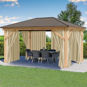 HolidayIdeas Outdoor Patio Curtains Waterproof with Rod Pocket 6 Panels 110x95 Inch- Weatherproof Balcony Outdoor Curtains for Apartments,Porch, Gazebo, Pergola, Sliding Glass Door, Cream