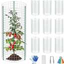 10-Set 12 x 24 Plant Protector from Animals, Hot-Dip Galvanized Metal Mesh Plant Cages, Dual-Secure with U-Stakes & Supports, Animal Barrier to Keep Rabbits & Chickens Out of The Graden, Silver White