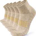 Lapulas Merino Wool Quarter Socks for Men Women, Hiking Running, Cushioned Compression Support, Thermal Thick, 5 Pairs (Large, Yellow)