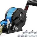 Kolvoii 1200 lbs Boat Trailer Winch with Strap, Portable Hand Winch, 2-Way Ratchet 4:1 Gear Ratio for Boat, Trailer, Marine and Jet Ski, 26FT Strap, Blue