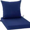 Outdoor Cushions for Patio Furniture 24 x 24 Inch, Double-Sided Waterproof Backrest and Deep Seat Cushion Set with Removable Cover, Navy, 1 Set