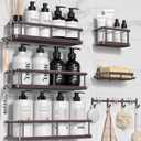 YASONIC Shower Caddy, 6 Pack Large Capacity shower Organizer with Soap Holder and 12 Hooks, Rustproof Shower Shelves for Inside Shower, No Drilling&Sleek Bathroom Organizers and Storage Bronze (XL)