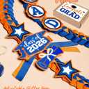 CiyvoLyeen Class of 2026 Graduation Leis with Glitter Pins Handmade Double Braided Ribbon Garland Money Holder Bowknot Congrats Grad Ceremony Gift Idea Orange and Blue Graduation Decorations 2026