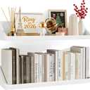 SRIWATANA Floating Shelves Large Set of 2, 24 Inch Wide Wall Shelves Wood Shelves Wall Mounted for Decor in Bedroom, Living Room, Bathroom, Kitchen, and Office (White)