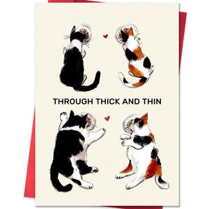 6 x Beixian Valentines Day Cards for Husband Wife, Funny Valentine's Day Card Gifts for My Lover, Through thick and thin (BX321)