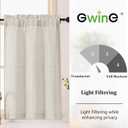 Gwine Natural Short Curtains 45 Inch Length for Living Room, Light Filtering Faux Linen Textured Window Curtain Drapes, Farmhouse Small Window Drapes for Bedroom, 30Wx45L inch, 2PCS