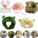5 Pieces Cat Hat Adorable Cat Costume Outfit Bunny Hat with Ears Funny Mane Hat for Cats and Small Dogs Kitten Puppy Party Costume Accessory Headwear (Frog-Flower-Rabbit-Lion-Chick)