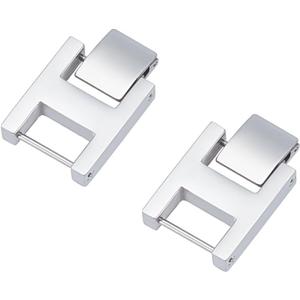 WEBEEDY 2 PCS Silver Watch or Bracelet Fold Over Clasp, 8.5mm Stainless Steel Watch Extension Clasp Square Metal Strap Replacement Accessories for Jewelry Making Women DIY Craft Supply, 0.63x0.95 Inch