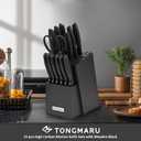 Knife Set with Sharpener  15 pcs High Carbon Stainless Steel Knives Block Set, Stainless Steel Knife Set, Built-in Sharpener Kitchen Knife set, With Anti slip and Ergonomic Handles (Black)