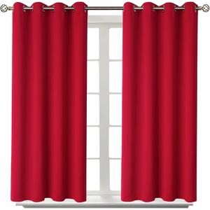 BGment Room Darkening Curtains 45 Inches Long - Grommet Thermal Insulated Drapes Window Treatment Curtains for Bedroom, 2 Panels, 52 x 45 Inch, Red