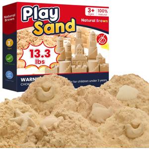 FURWEY 13.3lbs Play Sand, Natural Brown Sensory Sand,Suitable for Children to Shaping, Squeezing and MoldingWithout Molds