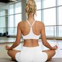 Y Back Adjustable Sports Bra for Women Low Impact Racerback Workout Bras Thin Straps Yoga Bras with Removable Pads(White-S)