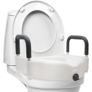 DMI Hi-Riser Elevated Locking Raised Toilet Seat with Armrests, 5 Inch Seat Height, Supports 350lbs, White