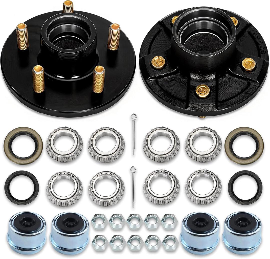 2 Sets 2000lb Trailer Axle Trailer Hub Kit 5 Bolt 4.5",Trailer Hub 5 Lug fit 1" and 1-1/16" Trailer Straight Spindle,54.5 Trailer hubs,Boat Trailer Hubs 5 Lug(Only Fit Straight Spindle)