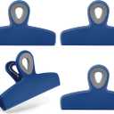 COOK WITH COLOR Bag Clips - Heavy Duty Chip Clip and Refrigerator Magnet Clips for Food Storage with Air Tight Seal Grip, Blue, Pack of 4 Large Clips