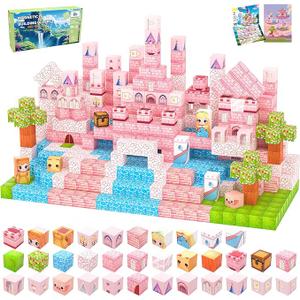 SSAWER Magnetic Blocks, 100PCS Magnetic Tiles Building Blocks, Magnet Cubes STEM Sensory Game Toys Christmas Birthday Gifts for Kids Girls Age 3+ (Princess Castle)