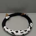 Cow Plush Car Steering Wheel Cover Universal Fit 15in Non-Slip Cute Cow Print Steering Wheel Protector Pad Soft Elastic Circular Steering Wheel Car Decor for Auto SUV Sedan Van Truck Men Women (Black)