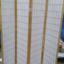 Roundhill Furniture Oriental Shoji 4 Panel Screen Room Divider, Natual