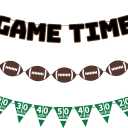 3PCS Game Time Banner Football Decorations, Pre-Strung Football Banner for Football Party Decorations, Football Birthday Party Decorations Football Themed Birthday Party Supplies