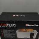 Mueller UltraToast Full Stainless Steel Toaster 4 Slice, Long Extra-Wide Slots for Bagels and Waffles, 6 Browning Levels, LED Display, Cancel/Defrost/Reheat Functions & Removable Tray, Kitchen Gadgets