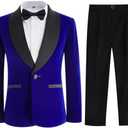 Boys Tuxedo Suit 3 Pieces Kids Formal Slim Fit Velvet Suits Set for Wedding Prom Party, Size 130