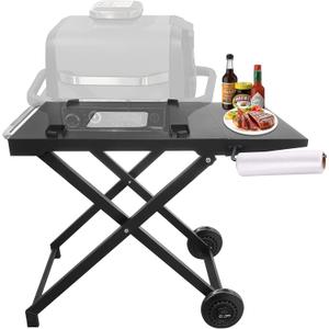 SafBbcue Outdoor Collapsible Grill Stand for Ninja Woodfire OG700 Series Grill Ninja OG701 OG751 Woodfire Foldable Grill Cart Attachable Side Table Ninja Woodfire Outdoor Oven Cart Accessories Upgrade