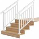Hand Rails for Outdoor Steps，Stair Handrail & Indoor Stair Railing Kit，Railings for Outdoor Steps for Fence & Outdoor Steps (2, White-with Balusters, 4 Step)