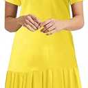 Alaster Queen Women’s 2025 Summer T Shirt Pleated Dress Short Sleeve Casual Swing Tunic Dress with Pockets Size S