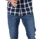 Amazon Essentials Men's Short Sleeve Dress Shirt with Stretch, Charcoal White Vertical Stripe (Available in Big & Tall) (S)