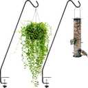 Gray Bunny Deck Hook 2 Pack, 30 Inch Bird Feeder Pole, With Non-Slip Clamp Deck Hanger for Railing, Feeders, Planters, Suet Baskets, Lanterns, Wind Chimes and More (Pack of 2)