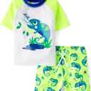The Children's Place Baby-Boys and Toddler Short Sleeve Rashguard and Bottoms (5T, Neon Lime)