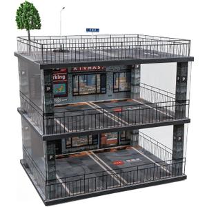 kivcmds 1:18 Scale Diecast Model Car Display Case Cabinet with USB Lights and Dust Cover,Diorama Garage Parking for Alloy Sport Cars and Lego Model Cars Collectibles