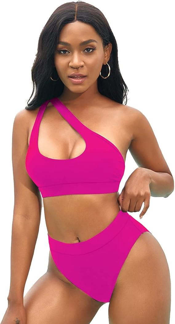 NAFLEAP High Waisted Bikini Sets Women Twist Front Top V Neck Push Up Padded Swimsuit Bathing Suits