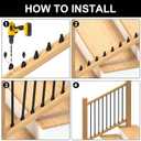 BLIKA 30 Pack Adjustable Baluster Connectors for Round Aluminum Balusters, 3/4" Black Anti-UV Baluster Connectors with Screws for 29~45 Stairs, No Drilling, for Deck Handrail Staircase Balusters