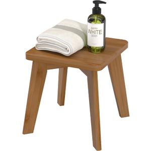 Step Stool Kitchen Bathroom Bedroom for Kids and Adults Wooden Foot Rest Stools Sturdy Bamboo Wood One Small Stool 10 inch