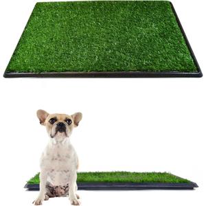 Downtown Pet Supply Dog Grass Pad with Tray, 16 x 20 - Outdoor and Indoor Potty System for Dogs with Replaceable Synthetic Grass Pee Turf - Portable and Waterproof Turf Dog Potty