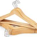 Wooden Clothes Hangers 10 Pack, Natural Wood Coat Hangers, Non-Slip Shoulder Grooves & Notches, 360 Swivel Chrome Hook, Space-Saving for Suits & Jackets, Closet Organizer - Hodge Home Essentials