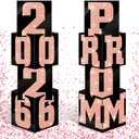 Queekay 8 Pcs Prom Column Standup Photo Booth Decorations 2026 Prom Backdrop Balloon Boxes Cardboard Decoration Column for Party College, 11.8 x 44.9 Inch(Black, Rose Gold)