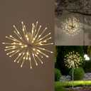 12" Starburst Lights 80 LED Firework Lights Warm White Lighted Hanging Fairy Light Ball Decorations for Christmas Party Home White Branch