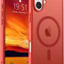 SUPFINE Magnetic for iPhone 16 Case (Compatible with MagSafe) (Military Grade Drop Protection) Slim Translucent Matte Shockproof Phone Cover,Red
