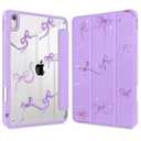 May Chen for iPad (A16) 11th Generation Case 11 Inch 2025, iPad 10th Gen Case 2022 10.9 inch, Built-in Pencil Holder with Shockproof Cover Clear Transparent Back Shell Auto Wake/Sleep, Bows Purple