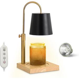 klovr Candle Warmer Lamp, Electric Candle Warmer, Candle Warmer with Timer, Dimmable Candle Warmer with Lightbulbs Included (Black)