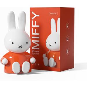 Miffy Portable Bluetooth Speakers, Cute Portable Wireless Speakers with Loud Stereo Sound, Built-in Mic, TF-Card Slot, Dual Pairing,40H Playtime for Room, Desk Decor, for her (Orange)