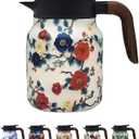 Vintage Pattern Coffee Carafes, 35 Oz/1 Liter - Hot and Cold with Infuser, Perfect for Parties/Home Use (Plum Flower)
