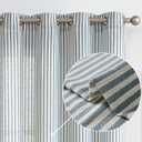 Vangao Linen Striped Curtains for Living Room Bedroom Farmhouse Tickingstripe Light Filtering Window Curtains Printed Drapes Grommet Top 2 Panels Blue W50 x L84 Inch