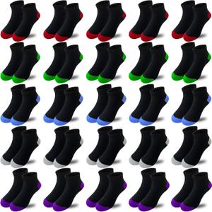Boys Socks 25 Pairs kids Sport Ankle Athletic Sock Half Cushion Low Cut sock (6-8 Years, Multicolor #1)